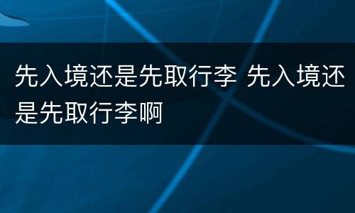 先入境还是先取行李 先入境还是先取行李啊