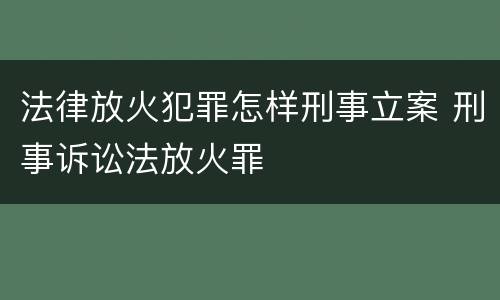 法律放火犯罪怎样刑事立案 刑事诉讼法放火罪