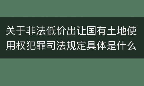 关于非法低价出让国有土地使用权犯罪司法规定具体是什么内容