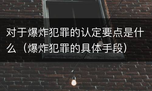 对于爆炸犯罪的认定要点是什么（爆炸犯罪的具体手段）