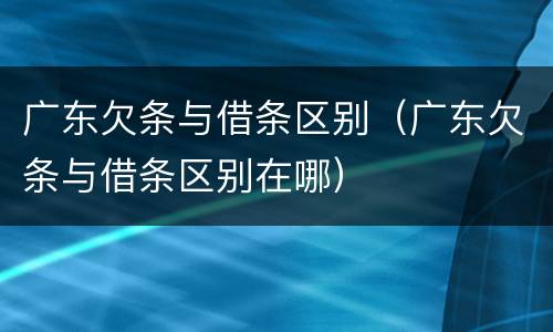 广东欠条与借条区别（广东欠条与借条区别在哪）