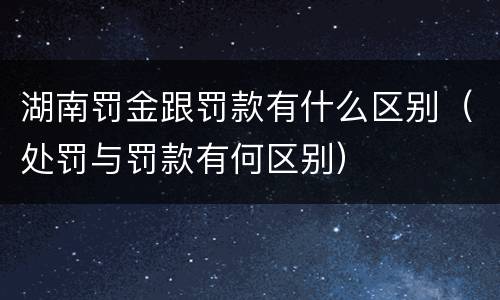 湖南罚金跟罚款有什么区别（处罚与罚款有何区别）
