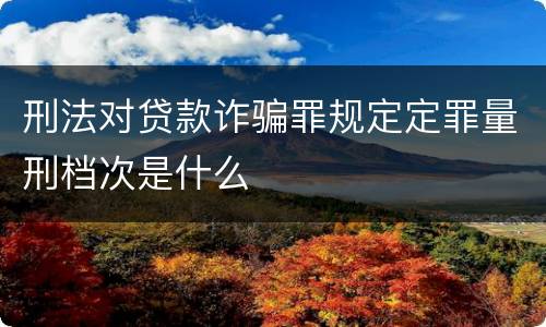 刑法对贷款诈骗罪规定定罪量刑档次是什么