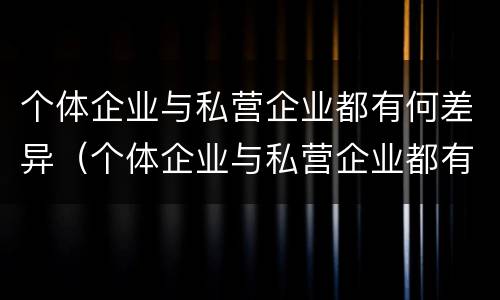 个体企业与私营企业都有何差异（个体企业与私营企业都有何差异呢）