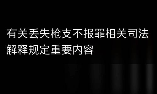 有关丢失枪支不报罪相关司法解释规定重要内容