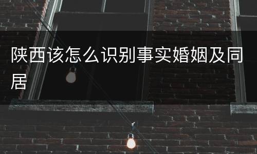 陕西该怎么识别事实婚姻及同居