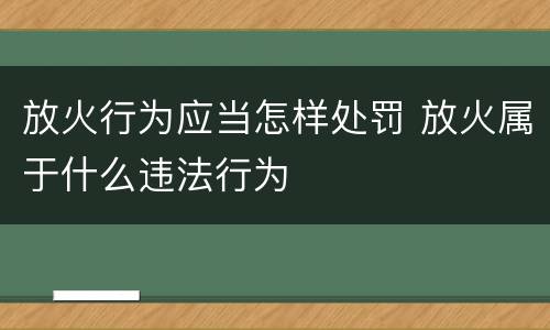 放火行为应当怎样处罚 放火属于什么违法行为