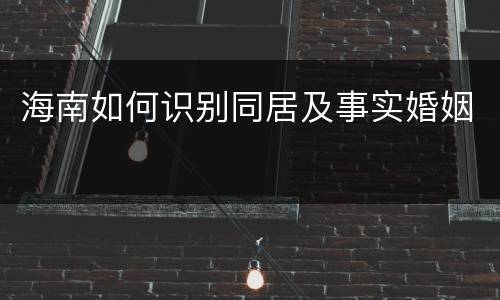 海南如何识别同居及事实婚姻
