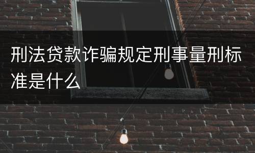 刑法贷款诈骗规定刑事量刑标准是什么