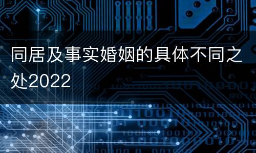 同居及事实婚姻的具体不同之处2022