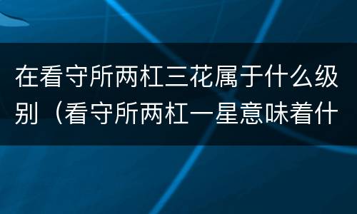 在看守所两杠三花属于什么级别（看守所两杠一星意味着什么）