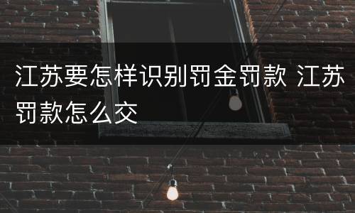 江苏要怎样识别罚金罚款 江苏罚款怎么交