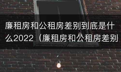 廉租房和公租房差别到底是什么2022（廉租房和公租房差别到底是什么2022年的）