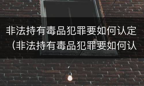非法持有毒品犯罪要如何认定（非法持有毒品犯罪要如何认定呢）