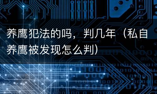 养鹰犯法的吗，判几年（私自养鹰被发现怎么判）
