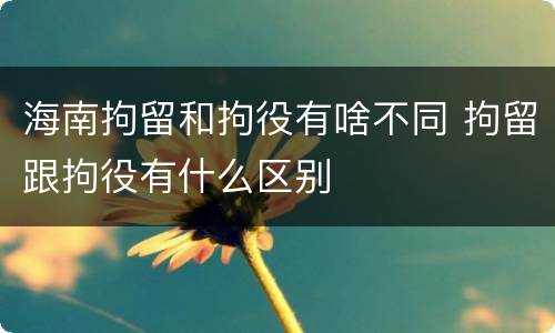 海南拘留和拘役有啥不同 拘留跟拘役有什么区别