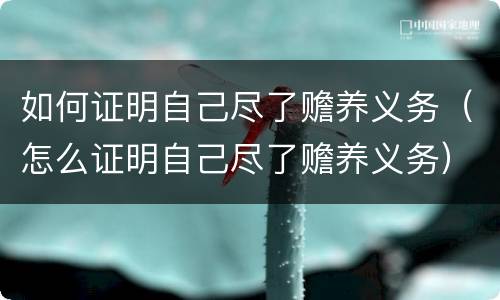 如何证明自己尽了赡养义务（怎么证明自己尽了赡养义务）