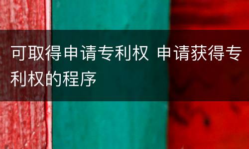可取得申请专利权 申请获得专利权的程序