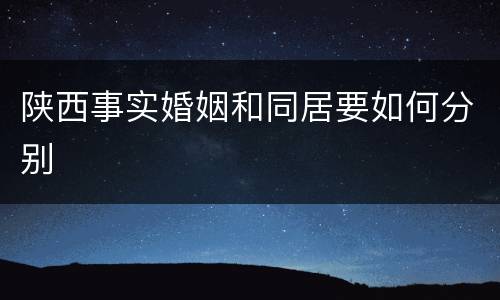 陕西事实婚姻和同居要如何分别