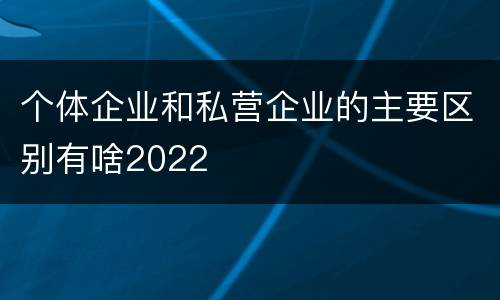 个体企业和私营企业的主要区别有啥2022