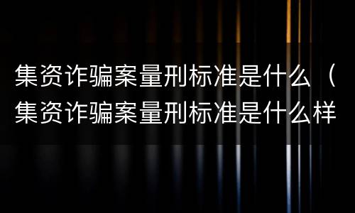 集资诈骗案量刑标准是什么（集资诈骗案量刑标准是什么样的）
