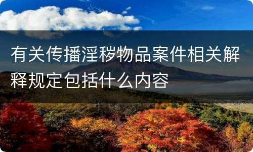 有关传播淫秽物品案件相关解释规定包括什么内容