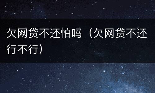 欠网贷不还怕吗（欠网贷不还行不行）