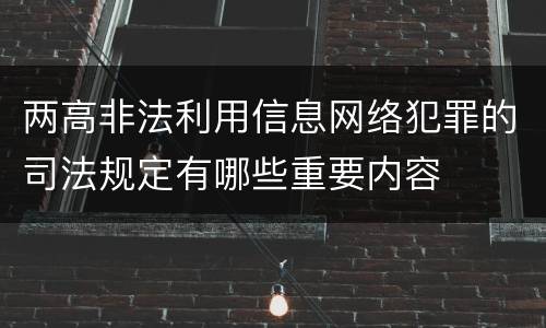 两高非法利用信息网络犯罪的司法规定有哪些重要内容