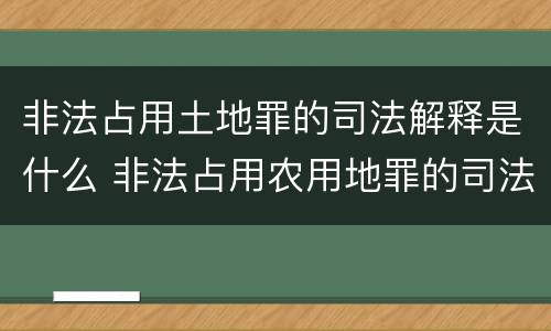 非法占用土地罪的司法解释是什么 非法占用农用地罪的司法解释