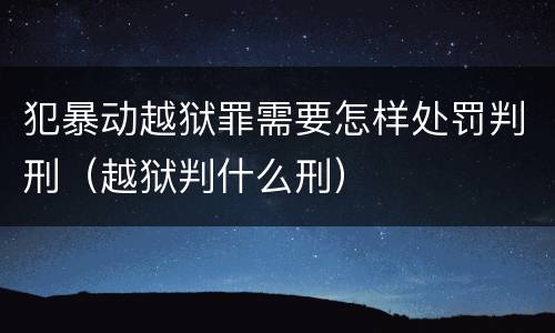 犯暴动越狱罪需要怎样处罚判刑（越狱判什么刑）