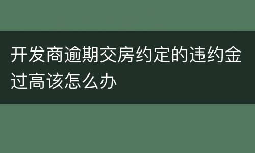 开发商逾期交房约定的违约金过高该怎么办
