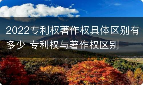 2022专利权著作权具体区别有多少 专利权与著作权区别
