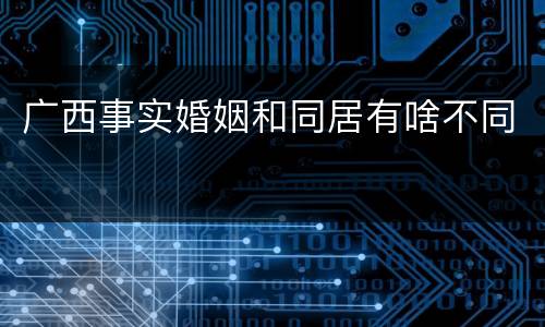 广西事实婚姻和同居有啥不同