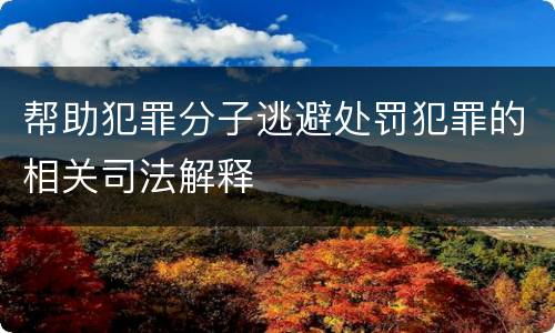 帮助犯罪分子逃避处罚犯罪的相关司法解释