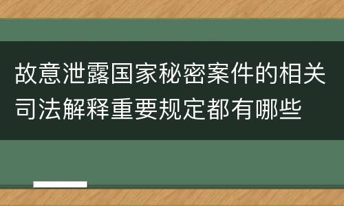 故意泄露国家秘密案件的相关司法解释重要规定都有哪些