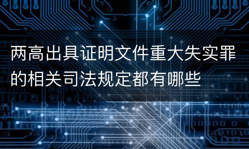 两高出具证明文件重大失实罪的相关司法规定都有哪些