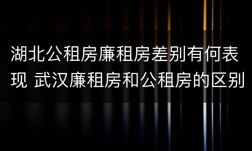 湖北公租房廉租房差别有何表现 武汉廉租房和公租房的区别