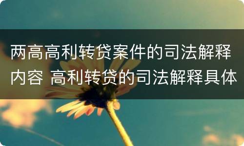 两高高利转贷案件的司法解释内容 高利转贷的司法解释具体内容