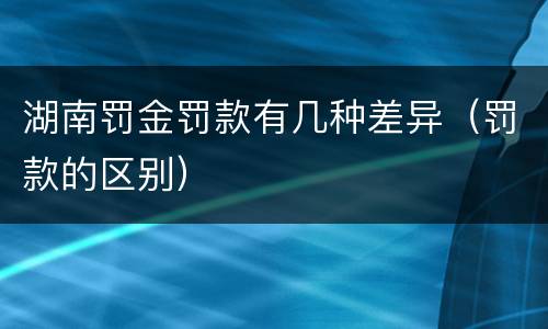 湖南罚金罚款有几种差异（罚款的区别）