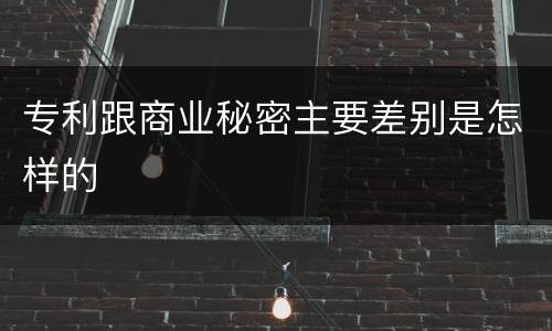专利跟商业秘密主要差别是怎样的
