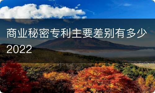 商业秘密专利主要差别有多少2022