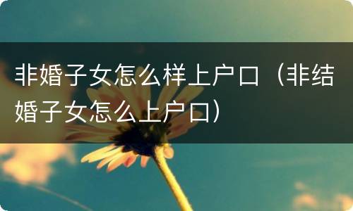 非婚子女怎么样上户口（非结婚子女怎么上户口）