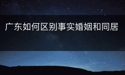 广东如何区别事实婚姻和同居