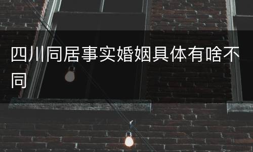 四川同居事实婚姻具体有啥不同