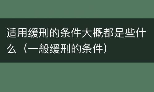 适用缓刑的条件大概都是些什么（一般缓刑的条件）