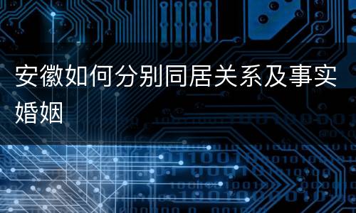 安徽如何分别同居关系及事实婚姻