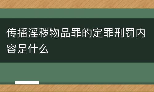 传播淫秽物品罪的定罪刑罚内容是什么