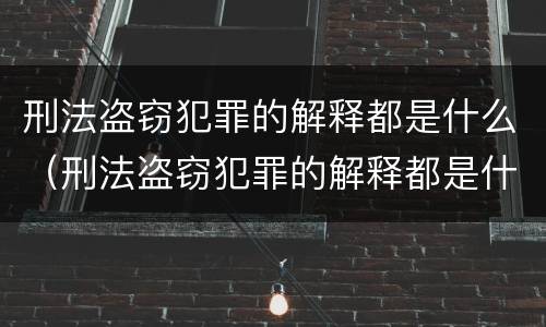 刑法盗窃犯罪的解释都是什么（刑法盗窃犯罪的解释都是什么意思）