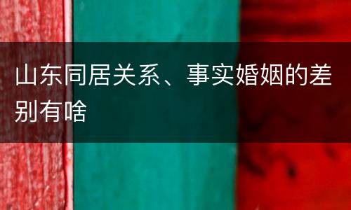 山东同居关系、事实婚姻的差别有啥