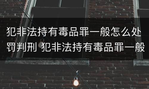 犯非法持有毒品罪一般怎么处罚判刑 犯非法持有毒品罪一般怎么处罚判刑多少年